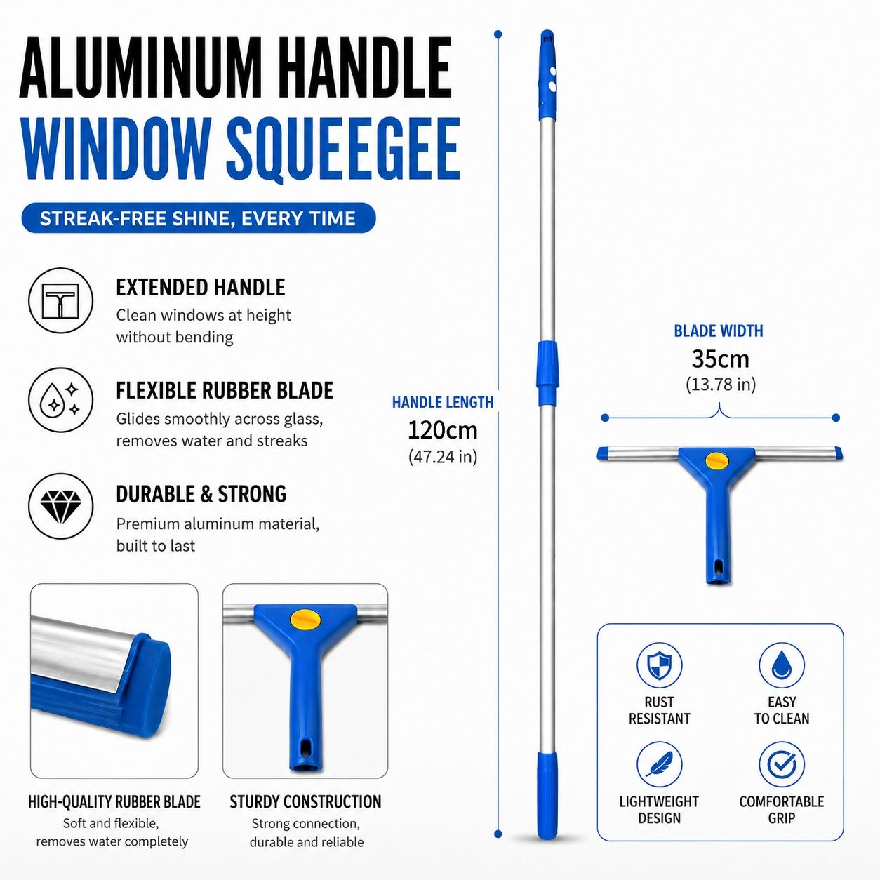 Fenster- und Glasabzieher mit Aluminiumgriff